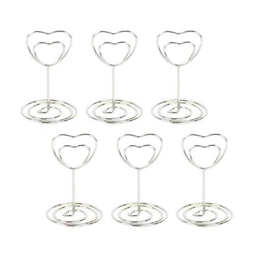 GSXLZ Clips Tischnummern 10 stücke Herzform Metall Kartenhalter Ständer Foto Nummer Name Clip Hochzeit Dekoration Tischhalter Tischkarte Memo Nachricht Clips(Silver-Heart) von GSXLZ