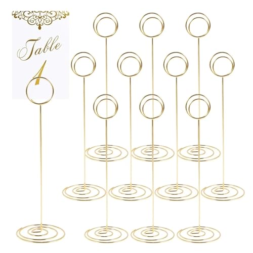 GSXLZ Clips Tischnummern 12-teiliger Tischnummernhalter, 21,9 cm hoch, Tischkartenhalter aus Metall und Eisen, Leichter Bildhalterständer for die Dekoration von Hochzeitsfeiern(Golden) von GSXLZ