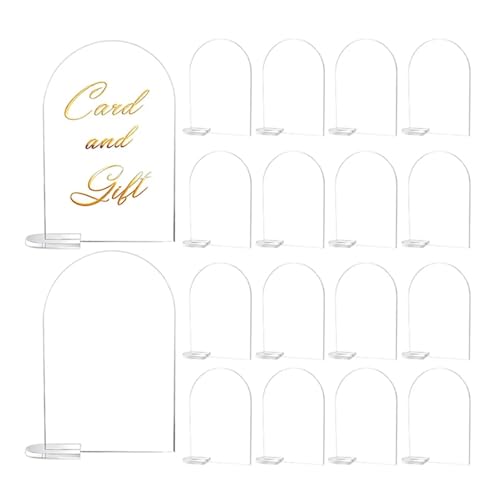 GSXLZ Clips Tischnummern 5 stücke Transparent Bogen Zeichen Set Blank Klar Bogen Tisch Karte Hochzeit Party Dekoration DIY Tisch Nummer Platte Halter Stehen von GSXLZ