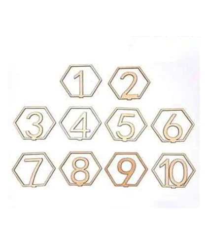 GSXLZ Clips Tischnummern Hochzeit Holz Tisch Nummer Mit Stand Basis Platz Halter Decor Karten Willkommen Zeichen 10 stücke Antike Party Catering Dekoration(1-10) von GSXLZ