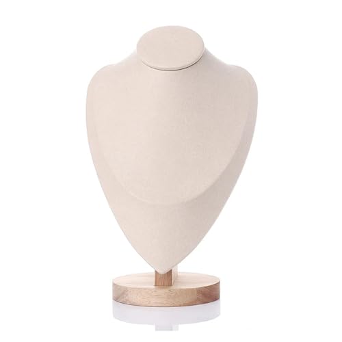 GSXLZ Schmuckständer 1pc Holz Mannequin Büste Halskette Display Stand Porträt Modell Hals Anhänger Schmuck Lagerung Rack Halter Fenster(Beige,L) von GSXLZ