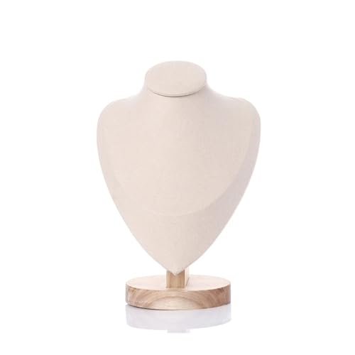 GSXLZ Schmuckständer 1pc Holz Mannequin Büste Halskette Display Stand Porträt Modell Hals Anhänger Schmuck Lagerung Rack Halter Fenster(Beige,M) von GSXLZ