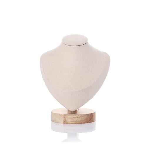 GSXLZ Schmuckständer 1pc Holz Mannequin Büste Halskette Display Stand Porträt Modell Hals Anhänger Schmuck Lagerung Rack Halter Fenster(Beige,S) von GSXLZ