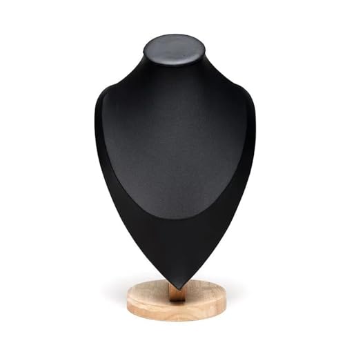GSXLZ Schmuckständer 1pc Holz Mannequin Büste Halskette Display Stand Porträt Modell Hals Anhänger Schmuck Lagerung Rack Halter Fenster(Black,L) von GSXLZ