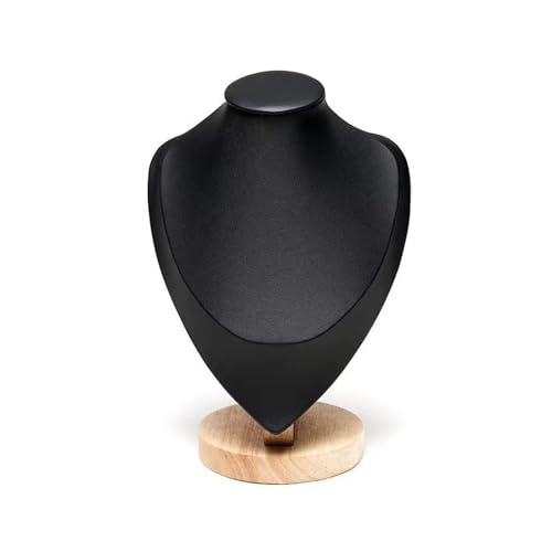 GSXLZ Schmuckständer 1pc Holz Mannequin Büste Halskette Display Stand Porträt Modell Hals Anhänger Schmuck Lagerung Rack Halter Fenster(Black,M) von GSXLZ
