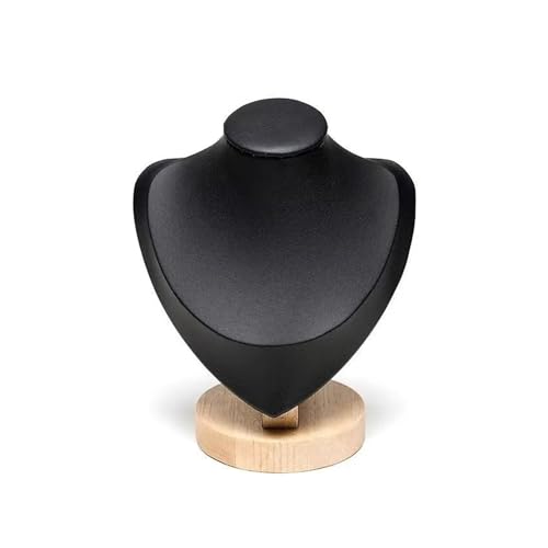 GSXLZ Schmuckständer 1pc Holz Mannequin Büste Halskette Display Stand Porträt Modell Hals Anhänger Schmuck Lagerung Rack Halter Fenster(Black,S) von GSXLZ