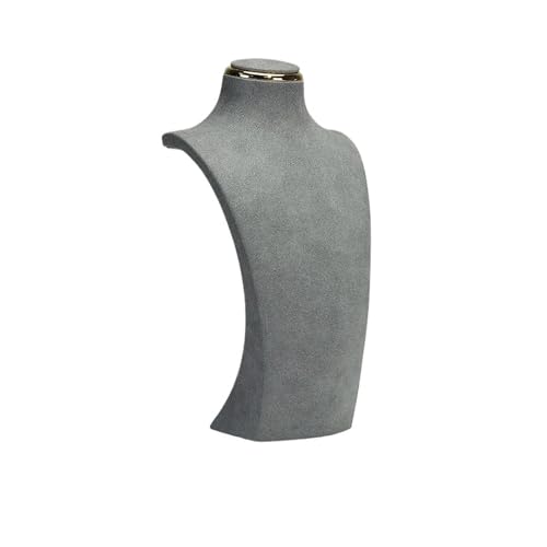 GSXLZ Schmuckständer Halsketten-Displayständer, Metall, Mikrofaser, Fenstermodell, Hals-Displayständer, Anhänger, for Aufhängen, Hals-Hals-Regal(Gray,L) von GSXLZ