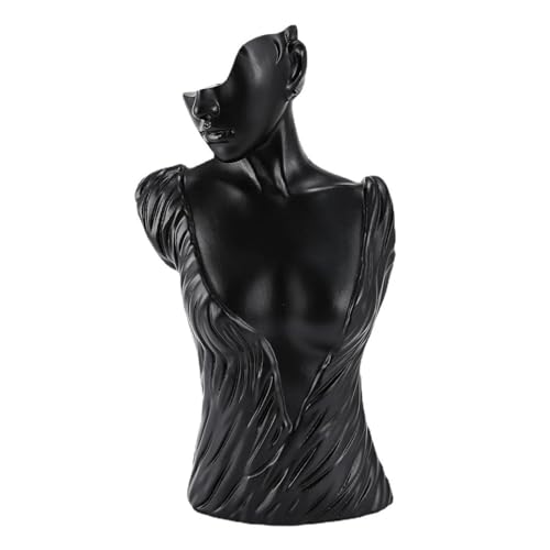 GSXLZ Schmuckständer Harz Seite Modell Porträt Schmuck Display Stand Mannequin Büste Anhänger Halskette Ohrringe Lagerung Rack Zähler Zeigen Requisiten(Black,L) von GSXLZ