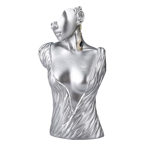 GSXLZ Schmuckständer Harz Seite Modell Porträt Schmuck Display Stand Mannequin Büste Anhänger Halskette Ohrringe Lagerung Rack Zähler Zeigen Requisiten(Silver,S) von GSXLZ