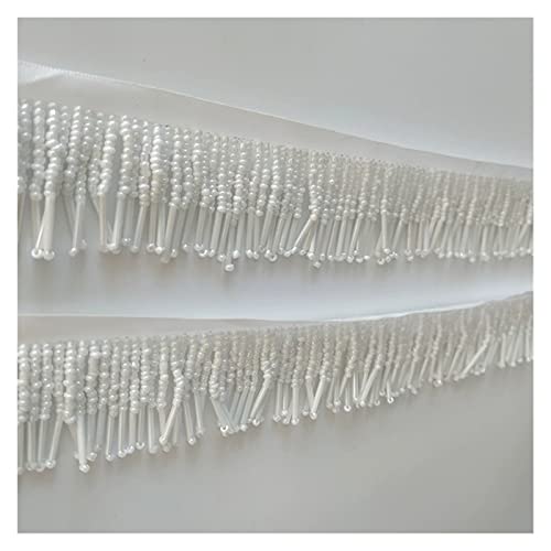 Handgemachtes sehr Dickes 4cm breites Perlen-Fransen Trimmen Dancewear-Hochzeitskleid-Kostüme DIY-Nähvorgänge 248 (Color : White) von GSXLZ