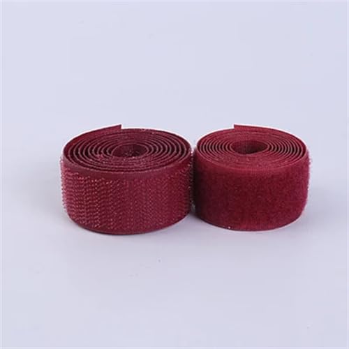Klettband zum Nähen 1 Meter/Paar 25 mm buntes Verschlussband, nicht klebend, Nylon, magisches Handwerk, Nähen, DIY-Zubehör, Ausrüstung mit Hakenschlaufe(Color:Dark Red) von GSXLZ