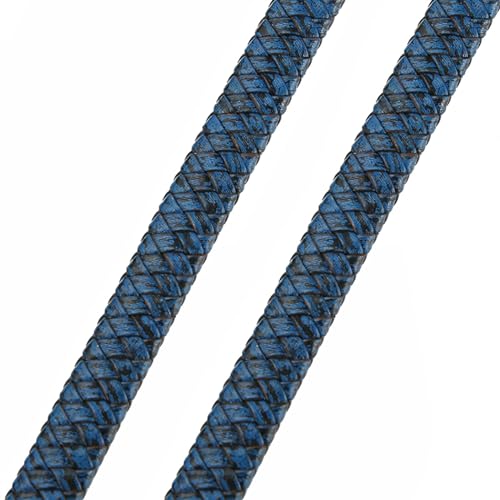 Rundes Lederband, 0,5 m / 1 m, Vintage, schwarz, braun, echtes geflochtenes Lederband, 8 mm, 10 mm, 12 mm, flache Lederschnur für Armband- und Schmuckherstellung, Farbe: Vintage-Blau, Größe: 8 mm - 1 Rundes Lederband, 0,5 m / 1 m, Vintage, schwarz, braun, echtes geflochtenes Lederband, 8 mm, 10 mm, 12 mm, flache Lederschnur für Armband- und Schmuckherstellung, Farbe: Vintage-Blau, Größe: 8 mm - 1 von GSXLZ
