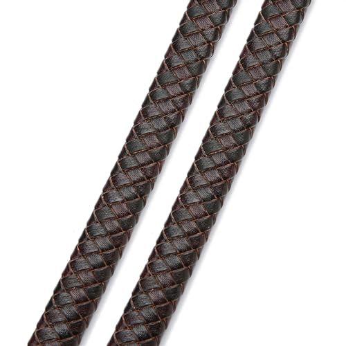 Rundes Lederband, 0,5 m / 1 m, Vintage, schwarz, braun, echtes geflochtenes Lederband, 8 mm, 10 mm, 12 mm, flache Lederschnur für Armband- und Schmuckherstellung, Farbe: Vintage Dunkelbraun, Größe: 10 Rundes Lederband, 0,5 m / 1 m, Vintage, schwarz, braun, echtes geflochtenes Lederband, 8 mm, 10 mm, 12 mm, flache Lederschnur für Armband- und Schmuckherstellung, Farbe: Vintage Dunkelbraun, Größe: 10 von GSXLZ