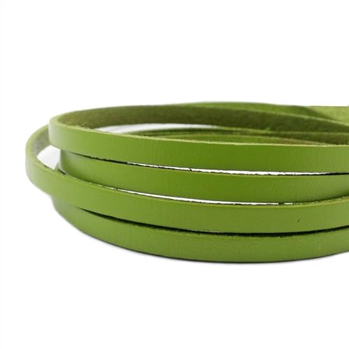 Rundes Lederband, 5 mm x 2 mm, echtes Rindsleder, 5 mm breit, beschichtetes Echtlederband für DIY-Armbänder, Schmuckherstellung, Kunsthandwerk (Farbe: Frühlingsgrün, Größe: 91 cm) von GSXLZ