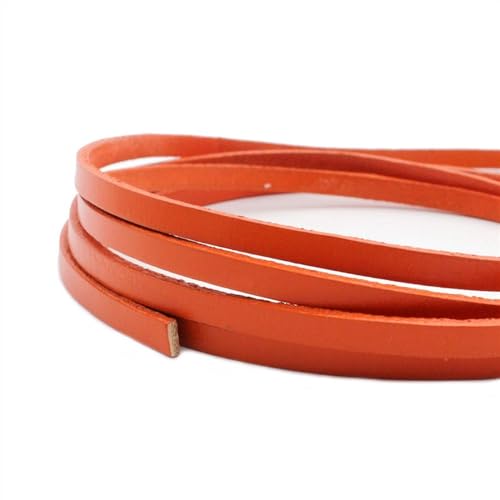 Rundes Lederband, 5 mm x 2 mm, echtes Rindsleder, 5 mm breit, beschichtetes Echtlederband für DIY-Armbänder, Schmuckherstellung, Kunsthandwerk (Farbe: Orange, Größe: 91 cm) von GSXLZ