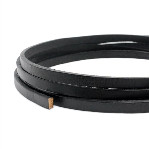 Rundes Lederband, 5 mm x 2 mm, echtes Rindsleder, 5 mm breit, beschichtetes Echtlederband für DIY-Armbänder, Schmuckherstellung, Kunsthandwerk (Farbe: Schwarz, Größe: 91 cm) von GSXLZ
