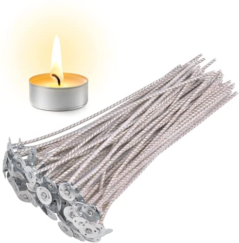 ECO 4 Dochte für Soja-Kerzen, 15,2 cm, vorgewachst, mit Sockel für Kerzenherstellung, dick, 100 Stück ECO 4 Dochte für Soja-Kerzen, 15,2 cm, vorgewachst, mit Sockel für Kerzenherstellung, dick, 100 Stück von GSXRB