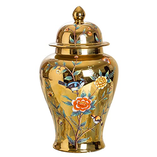 Moderne, luxuriöse Keramik-Ingwerglas mit Deckel, goldfarbenes Porzellan, Tempelglas, Vase, Präsentation, Tischdekoration, Keramik, getrocknete Blumenvasen für Zuhause Moderne, luxuriöse Keramik-Ingwerglas mit Deckel, goldfarbenes Porzellan, Tempelglas, Vase, Präsentation, Tischdekoration, Keramik, getrocknete Blumenvasen für Zuhause von GSZCCZS