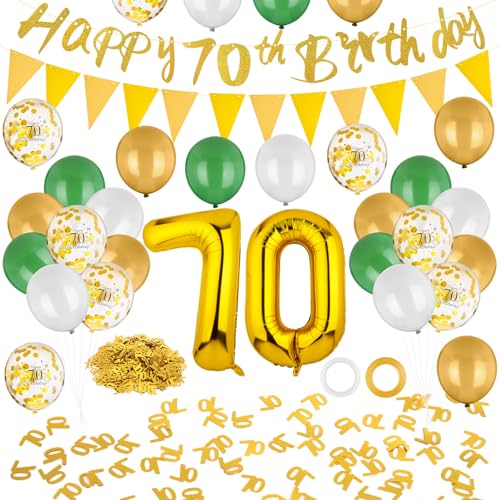GSrenyu 70 Geburtstag Dekorationen, Grün Gold Geburtstag Party Dekorationen Set mit Banner Nummer 70 Ballon Dreieck Flagge Latex Ballons Konfetti Kuchen Topper, für Männer Frauen 70 Geburtstag Party GSrenyu 70 Geburtstag Dekorationen, Grün Gold Geburtstag Party Dekorationen Set mit Banner Nummer 70 Ballon Dreieck Flagge Latex Ballons Konfetti Kuchen Topper, für Männer Frauen 70 Geburtstag Party von GSrenyu