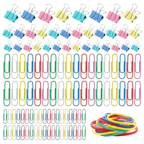 Büroklammern Bunt Foldback Klammern Gummibänder 240 Stück Verschiedene Größen Büroklammer Bürobedarf Set,Metallklappclips Mit Box Für Papierarbeiten Für Schule, Heimbedarf Büroklammern Bunt Foldback Klammern Gummibänder 240 Stück Verschiedene Größen Büroklammer Bürobedarf Set,Metallklappclips Mit Box Für Papierarbeiten Für Schule, Heimbedarf von GTDOOCE