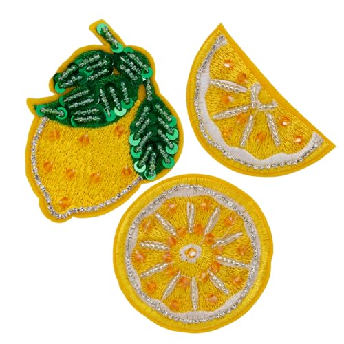 Zitronenperlenapplikation mit Früchten, zum Aufnähen, für DIY-Projekte, Zubehör, Kosmetik-Kollektion, Handwerk, Paillettenapplikation, 1 Stück (A) von GTDoitt
