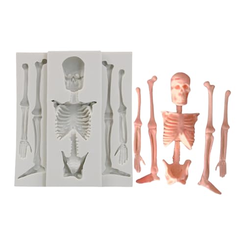 GTFYUDGH Silikon-Schädelform, Totenkopf-Skelett-Silikonformen - Silikon-Skelett-Kerzenmacher-Backform, Schokoladenformen - Epoxidharz-Gussformen, flexible, gruselige Aromatherapie-Formen für von GTFYUDGH