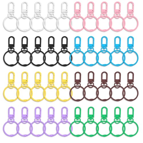40 Stück bunte Metall-Karabinerverschlüsse, offener Ring, flache Spaltschlaufen-Schnallenverschlüsse, Doppel-Karabinerhaken für Bastelarbeiten, mehrfarbig von GTILE