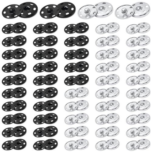 50 Sets große Druckknöpfe zum Aufnähen, 25 mm große Metall-Druckknöpfe zum Nähen von Kleidung (mehrfarbig) von GTILE