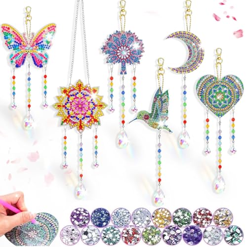 6 Stück Diamond Painting Windspiel Sonnenfänger, 5D DIY Diamond Painting Windspiel Sonnenfänger Anhänger, Bastelset Mädchen Geschenke ab 6 Jahre, Doppelseitige Diamond Painting Kinder Bastelsets 6 Stück Diamond Painting Windspiel Sonnenfänger, 5D DIY Diamond Painting Windspiel Sonnenfänger Anhänger, Bastelset Mädchen Geschenke ab 6 Jahre, Doppelseitige Diamond Painting Kinder Bastelsets von GTJEOI