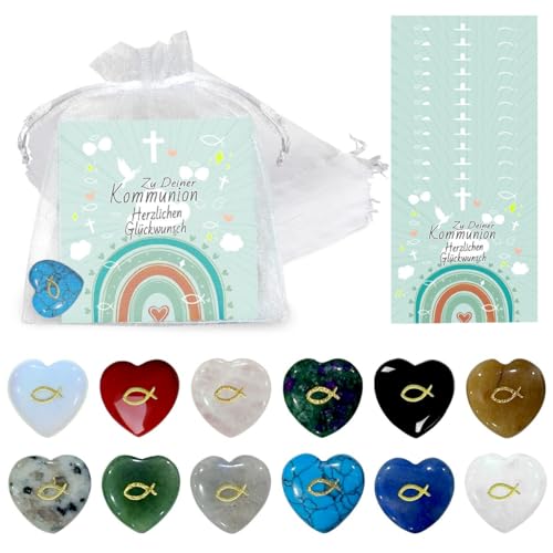 GTJEOI 36 Stück Mitgebsel Kommunion Gastgeschenke, Herz Glücksstein mit Fisch für Kinder Erwachsene, Glückwunschkarten zur Kommunion, Kleine Geschenke zur Kommunion Kindergeburtstag Taufe Hochzeit GTJEOI 36 Stück Mitgebsel Kommunion Gastgeschenke, Herz Glücksstein mit Fisch für Kinder Erwachsene, Glückwunschkarten zur Kommunion, Kleine Geschenke zur Kommunion Kindergeburtstag Taufe Hochzeit von GTJEOI
