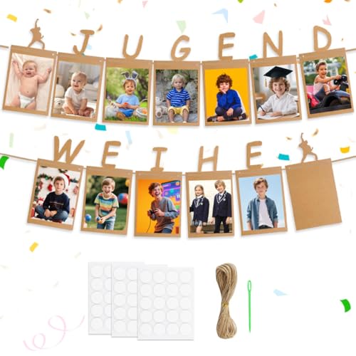 GTJEOI Jugendweihe Deko Neutral, Fotogirlande Deko zur Jugendweihe, inkl 13 Kraftpapier Karten von 1 bis 13 Jahre, Foto Hängende Wanddekoration für Junge & Mädchen, Gastgeschenke Jugendweihe GTJEOI Jugendweihe Deko Neutral, Fotogirlande Deko zur Jugendweihe, inkl 13 Kraftpapier Karten von 1 bis 13 Jahre, Foto Hängende Wanddekoration für Junge & Mädchen, Gastgeschenke Jugendweihe von GTJEOI