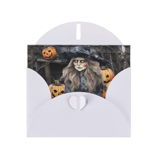 GTKSYNVE Lustige Halloween-Dekoration, Hexen-Grußkarte mit Umschlägen, für alle Anlässe, blanko, 10,2 x 15,2 cm, Notizkarten mit Umschlägen, personalisierte Geburtstagskarte von GTKSYNVE