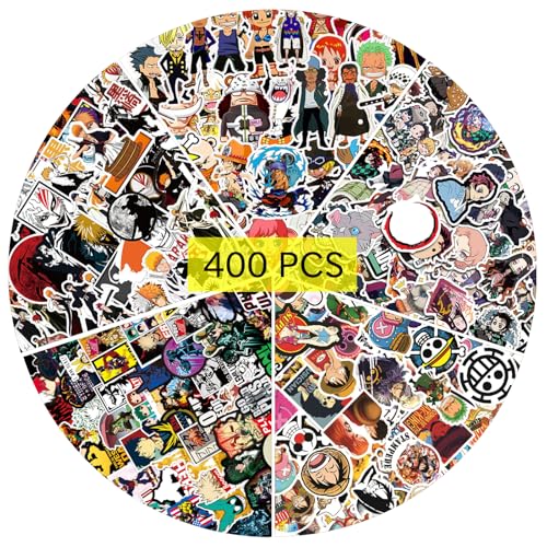 GTOTd Anime Mixed Sticker Kinder Aufkleber (400 Stück) Anime Theme Geschenke Merch für Laptop Wasserflasche Telefon Zubehör Auto Stoßstange Fenster Helm Dekor Teens von GTOTd