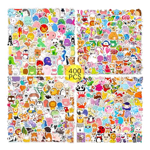 GTOTd Cute Cartoon Sticker Kinder Aufkleber (400 Stück) Animal Geschenke Merch für Laptop Wasserflasche Telefon Zubehör Auto Stoßstange Fenster Helm Dekor Teens von GTOTd