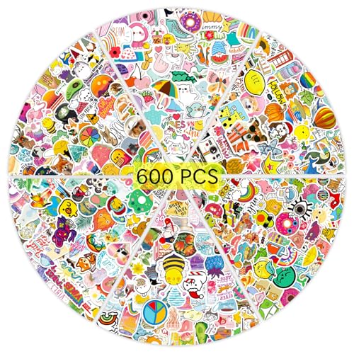 GTOTd Cute Kawaii Sticker Aesthetic Aufkleber (600 Stück) Coole Geschenke Merch für Laptop Wasserflasche Telefon Zubehör Auto Stoßstange Fenster Helm Dekor Teens von GTOTd