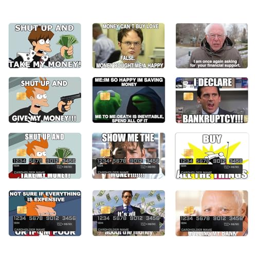 GTOTd Funny Meme Credit Card Sticker Bankkarten Aufkleber (12 Stück),EC Karten Lustig Sticker, Geschenke Dekor fur Transport Debitkartenhülle Bankkarten Für Damen Herren von GTOTd