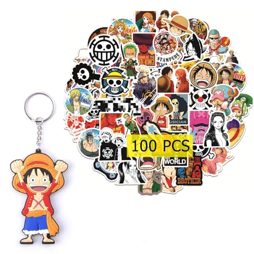 GTOTd Japan Anime Stickers Aufkleber (100 Stück Mit Keychain Dekor) Gifts Geschenke Cute Vinyl Decals Party Supplies für Laptop Wohnzimmer Skateboard Phone Case Graffiti von GTOTd