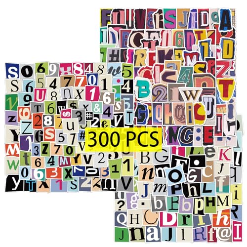 GTOTd Letter Sticker Buchstaben Aufkleber (300 Stück) Vintage Retro Number Geschenke Merch für Laptop Wasserflasche Telefon Zubehör Auto Stoßstange Fenster Helm Dekor Teens von GTOTd