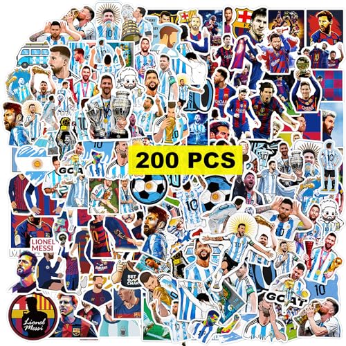 GTOTd Messi Sticker Aufkleber (200 Stück) Fussball Star Fanartikle Geschenke Merch für Laptop Wasserflasche Telefon Zubehör Auto Stoßstange Fenster Helm Dekor Teens von GTOTd