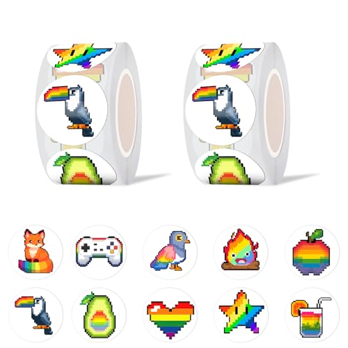 GTOTd Pixel Rainbow Sticker Aufkleber (1000 Stück) LGBTQ Pride Regenbogen Gifts Merch für LGBTQ,Labels Gift Pack Wrap, Geschenke Deko für Laptop Wasserflasche von GTOTd