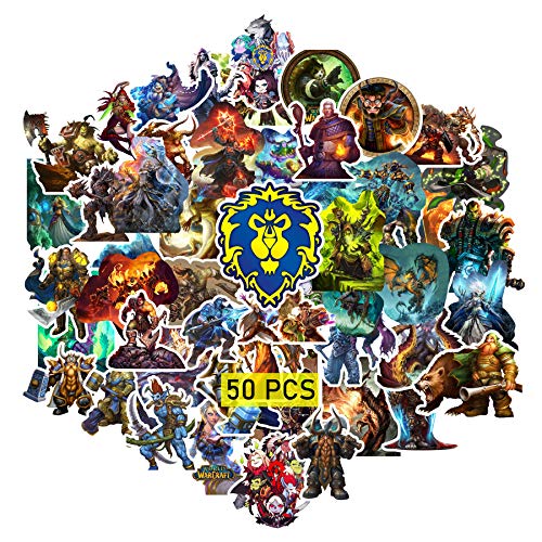 GTOTd World of Warcraft Sticker Aufkleber (Größe 50 Stück) WOW Spiel Geschenke Merch für Laptop Wasserflasche Telefon Zubehör Auto Stoßstange Fenster Helm Dekor Teens von GTOTd