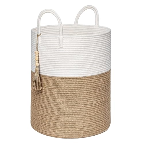 Wäschesammler Wäschetonne Wäschekorb Aus Juteseil, Gewebter, Kleideraufbewahrungskorb Für Decken, Waschküche, Organisation Im Schlafzimmer Laundry Basket(C) von GTOULHH