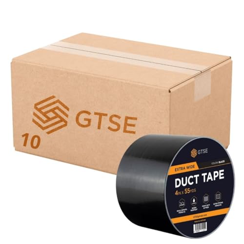 GTSE - Gewebeband Schwarz - 100 mm x 50 m - 10 Rollen - strapazierfähiges Panzerband - wasserdichtes Klebeband zum Reparieren, Befestigen, Bündeln, Verstärken und Abdichten von GTSE