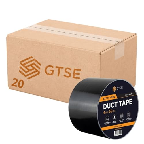 GTSE - Gewebeband Schwarz - 100 mm x 50 m - 20 Rollen - strapazierfähiges Panzerband - wasserdichtes Klebeband zum Reparieren, Befestigen, Bündeln, Verstärken und Abdichten von GTSE