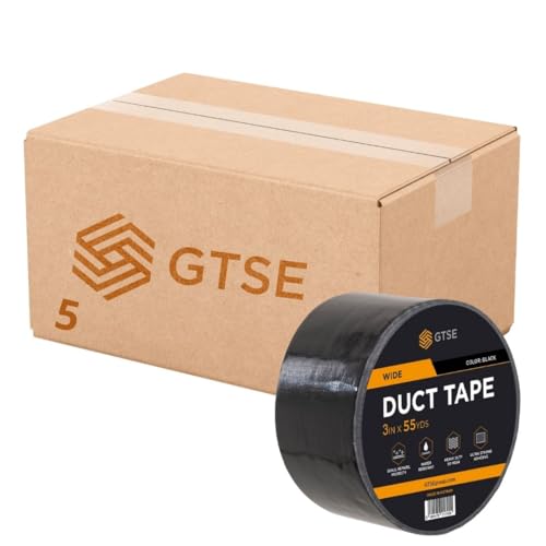 GTSE - Gewebeband Schwarz - 75 mm x 50 m - 5 Rollen - strapazierfähiges Panzerband - wasserdichtes Klebeband zum Reparieren, Befestigen, Bündeln, Verstärken und Abdichten von GTSE