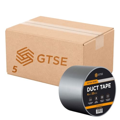 GTSE - Gewebeband Silber - 100 mm x 50 m - 5 Rollen - strapazierfähiges Panzerband - wasserdichtes Klebeband zum Reparieren, Befestigen, Bündeln, Verstärken und Abdichten von GTSE