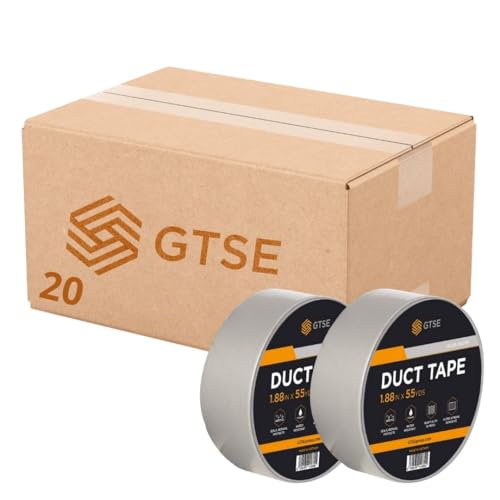 GTSE - Gewebeband Silber - 48 mm x 50 m - 20 Rollen - strapazierfähiges Panzerband - wasserdichtes Klebeband zum Reparieren, Befestigen, Bündeln, Verstärken und Abdichten von GTSE