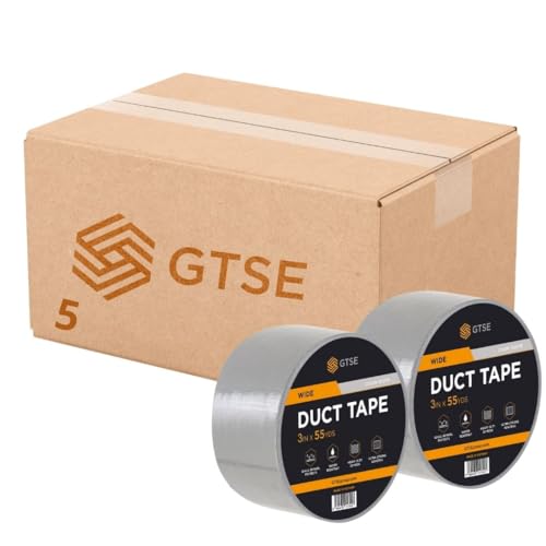 GTSE - Gewebeband Silber - 75 mm x 50 m - 5 Rollen - strapazierfähiges Panzerband - wasserdichtes Klebeband zum Reparieren, Befestigen, Bündeln, Verstärken und Abdichten von GTSE