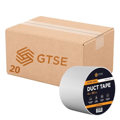GTSE - Gewebeband Weiß - 100 mm x 50 m - 20 Rollen - strapazierfähiges Panzerband - wasserdichtes Klebeband zum Reparieren, Befestigen, Bündeln, Verstärken und Abdichten von GTSE