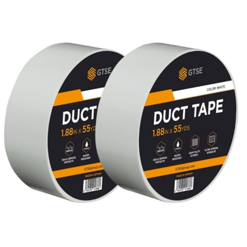 GTSE - Gewebeband Weiß - 48 mm x 50 m - strapazierfähiges Panzerband - wasserdichtes Klebeband zum Reparieren, Befestigen, Bündeln, Verstärken und Abdichten, 2 Rollen GTSE - Gewebeband Weiß - 48 mm x 50 m - strapazierfähiges Panzerband - wasserdichtes Klebeband zum Reparieren, Befestigen, Bündeln, Verstärken und Abdichten, 2 Rollen von GTSE